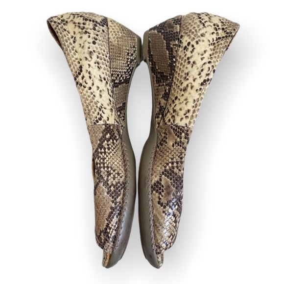 Geox Wedge Shoes Heels Peep Toe Snake Print Tan Size 36 - Picture 5 of 8